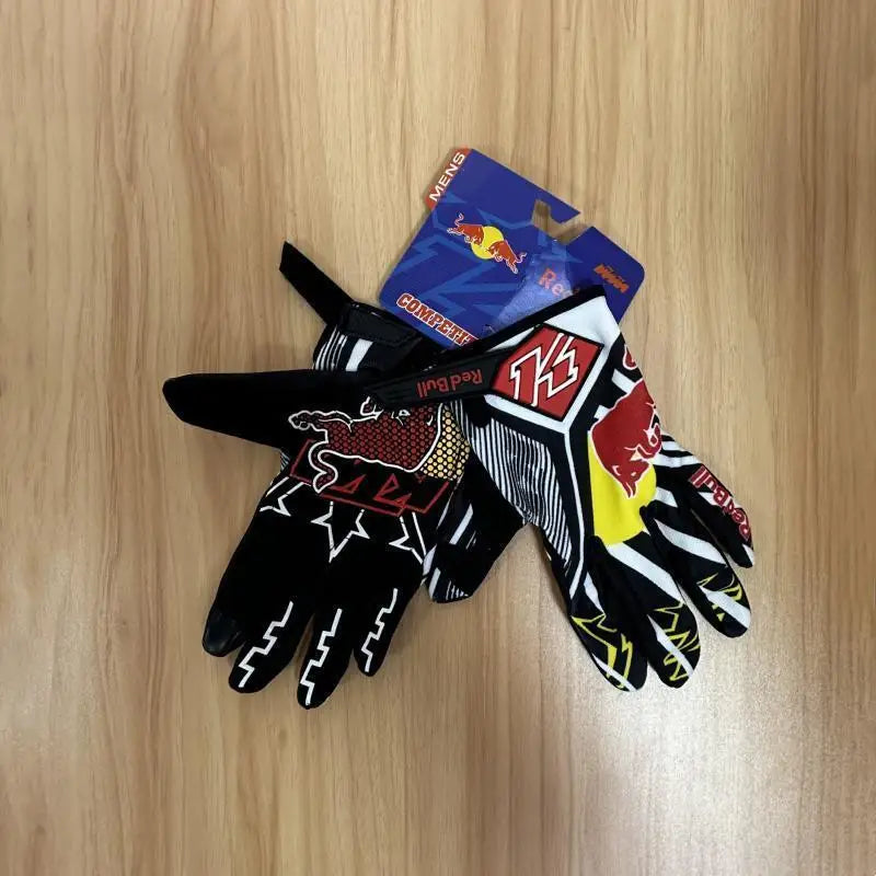 Red Bull Racing Gloves Full Finger MTB - Non Slip Grip