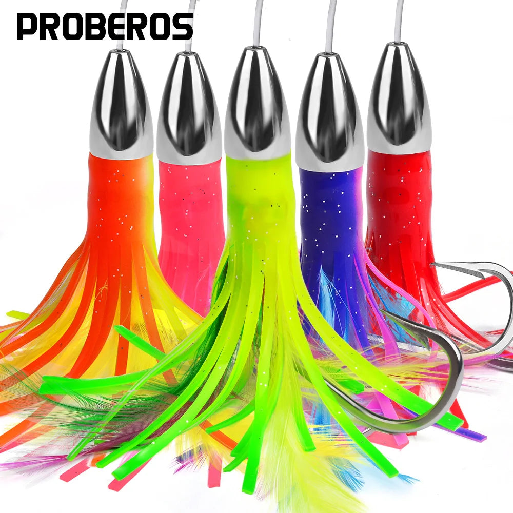 Saltwater Trolling Lures Deep-Sea Fishing Squid Skirts Ideal for Marlin, Tuna, Dodos, Shark Big Game 1pc 15cm 48g