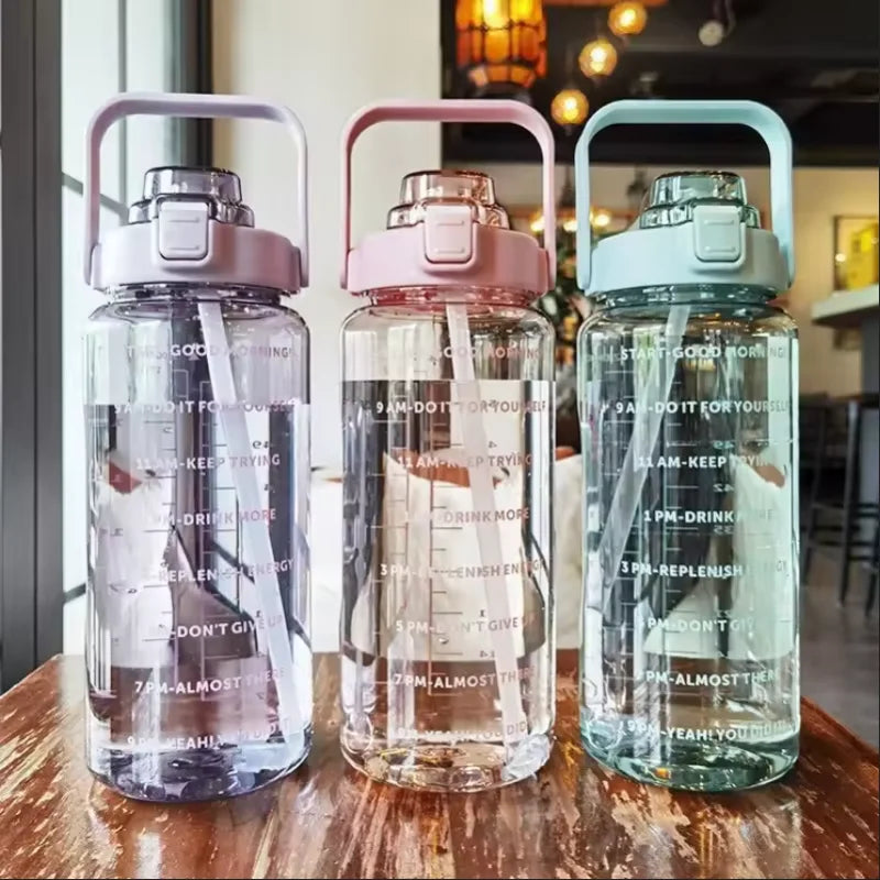 HydroGo 2L Straw Water Bottle Motivational Time Markers