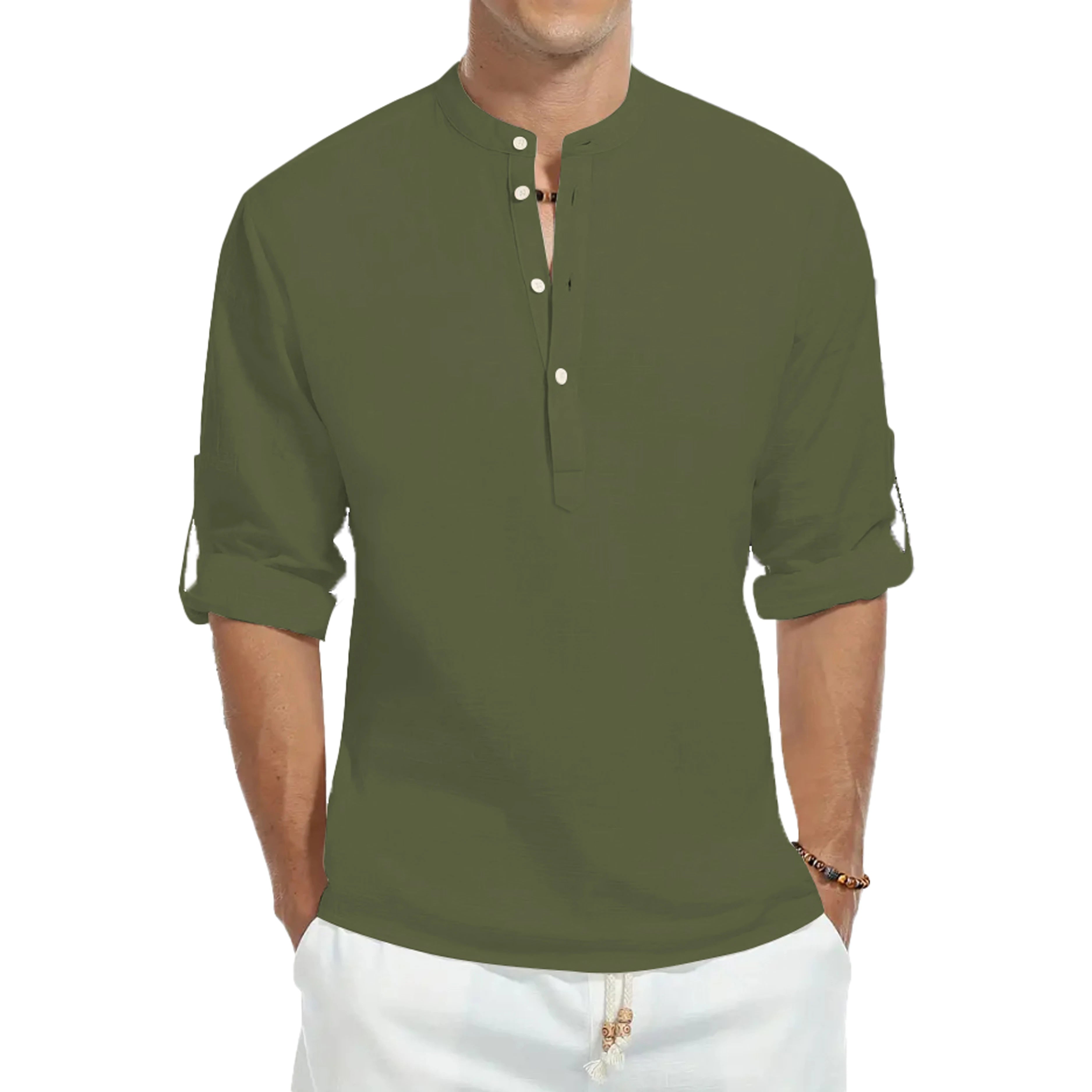 Urban Thread Casual Cotton Stand Up Collar Shirt - Slim Fit