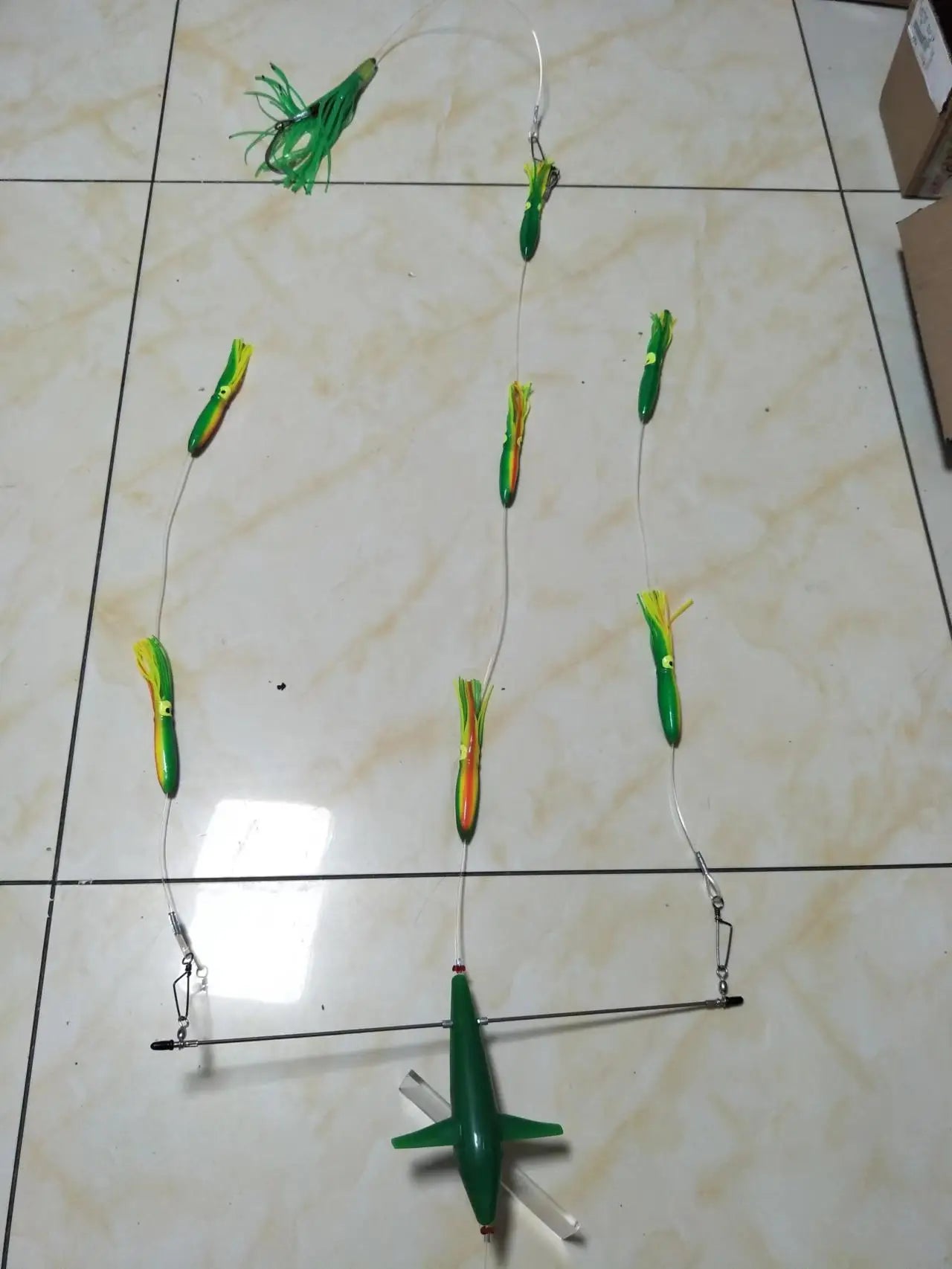 18" stainless steel Splashbar  Rudder Spreader Bars with 7" Premium marlin tuna teaser bird and 6" octopus(Left direction ）