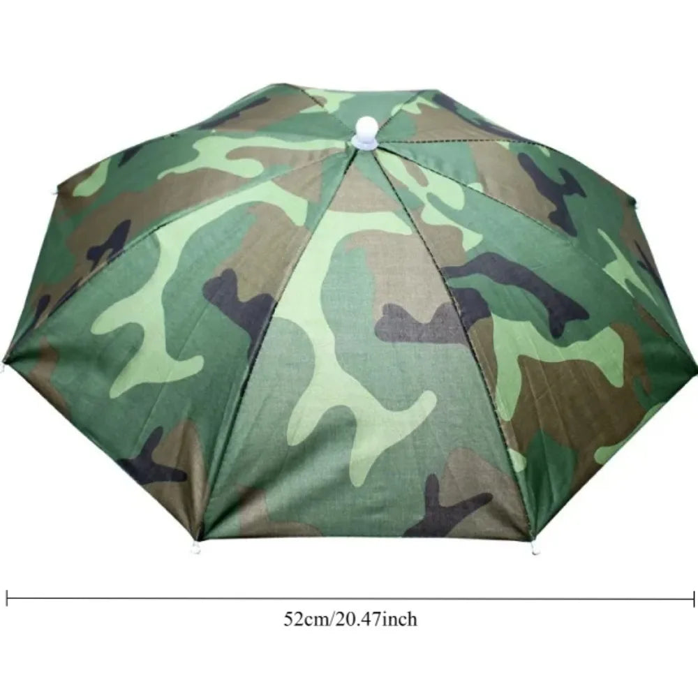 Portable Rain Umbrella Hat Foldable Outdoor Sun Shade Caps Waterproof Camping Fishing Headwear Cap Head-Mounted Beach Head Hats