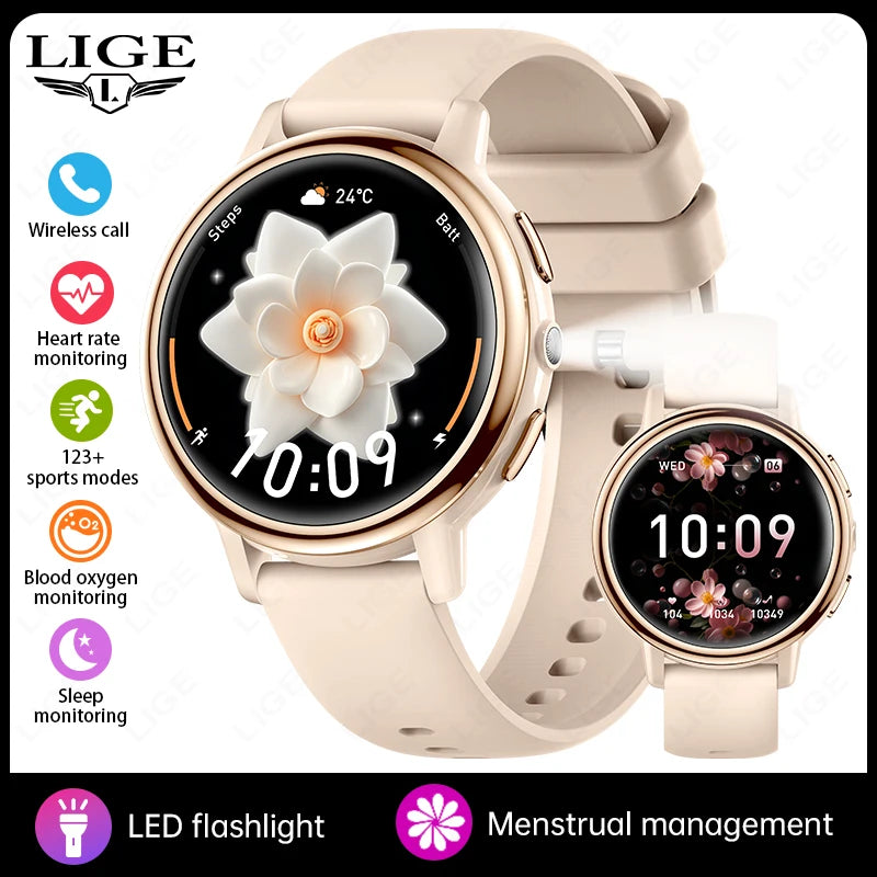LIGE Women’s Health Monitor, Waterproof Sports Bluetooth Call Smartwatch