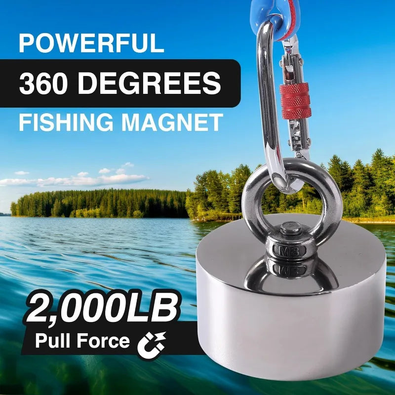 IronMax 2000lb Fishing Magnet 360 - 360 Degree Pull Power