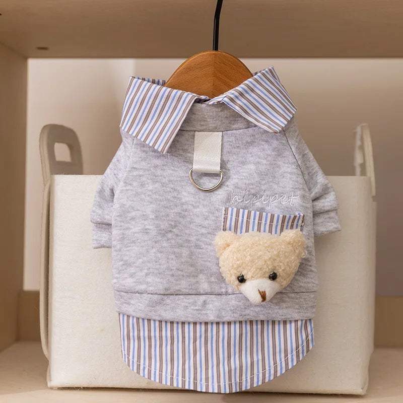 2025 Dog Clothes Cute Bear Puppy Hoodies Autumn Winter Warm Coat Polo Shirts Cat Clothing Chihuhua Bichon Apparels Dog Pullover