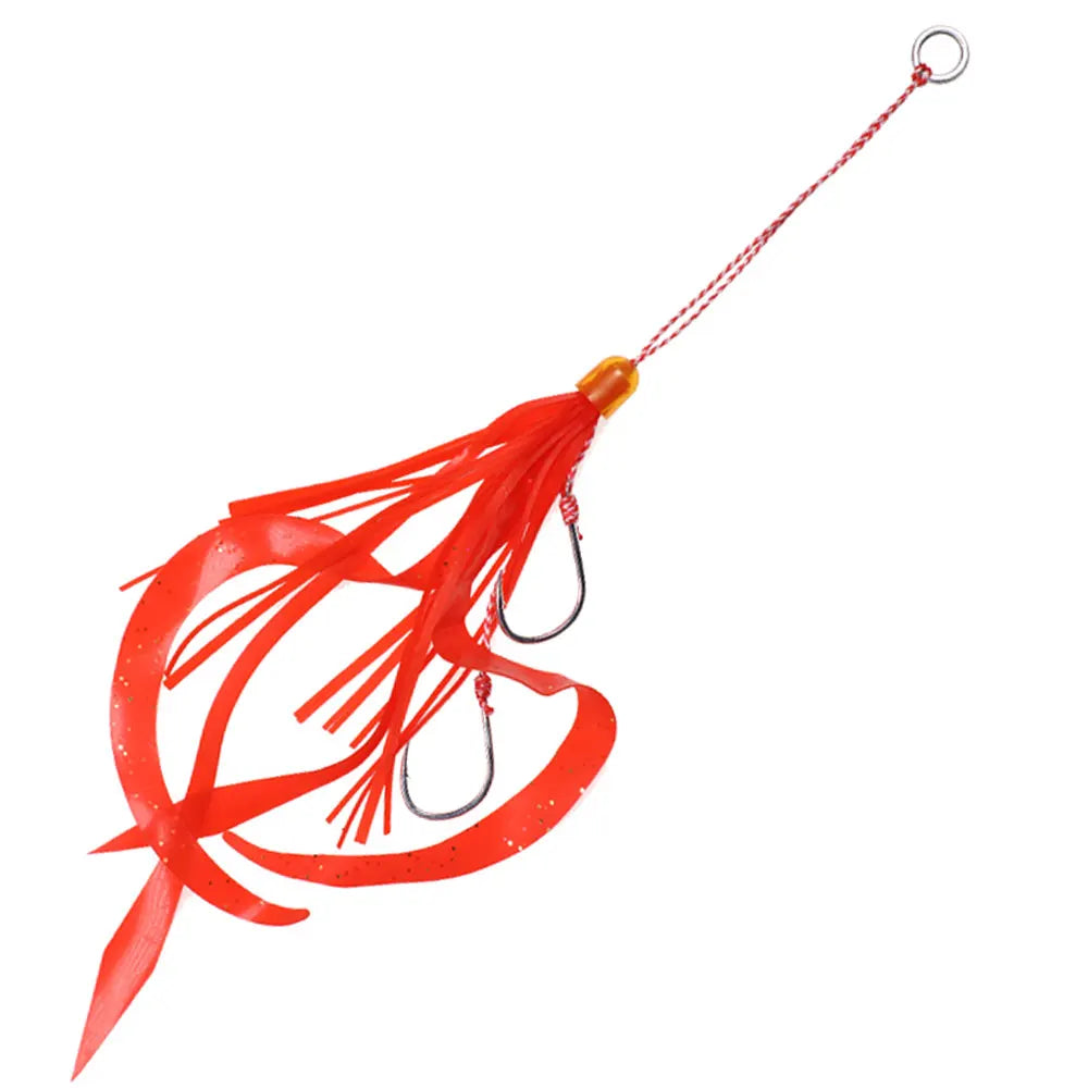 Ellllv Saltwater Snapper Fishing Silicon Rubber Skirts 12# Twin Assisted Hooks For Marlin Inchiku Tai / Kabura Slider Jig Lure