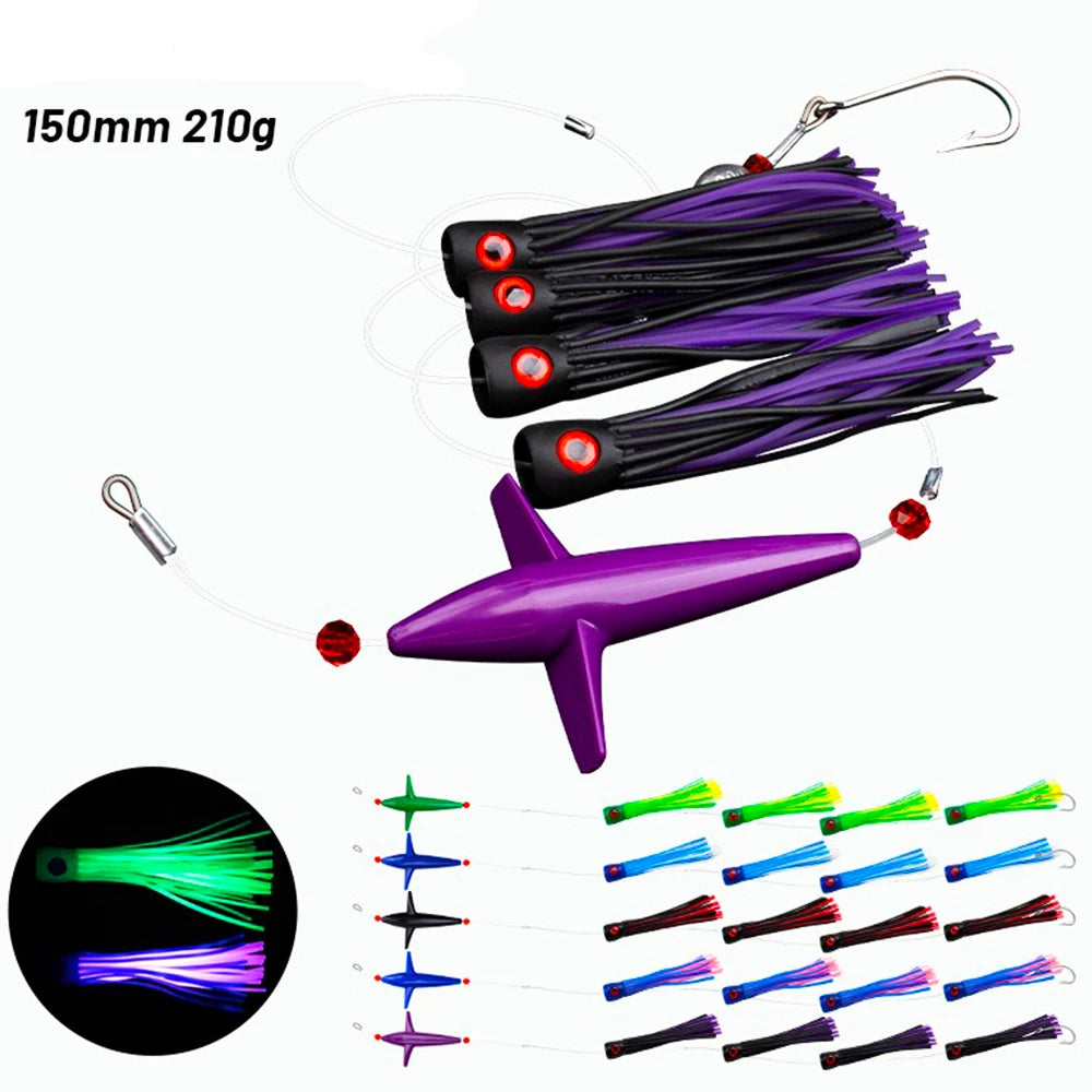 Big Game Fishing Teaser Rigged Feather Bird Trolling Lure Squid Tuna Daisy Chain Saltwater Bait Mahi Wahoo