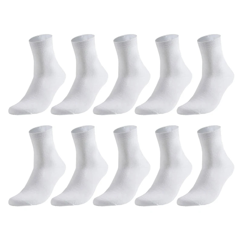10 Pairs Men's Cotton Socks Black Business Men Socks Soft Breathable Plus Size 38-47