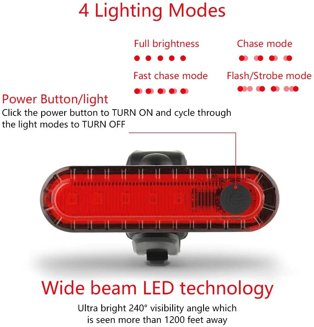 LumaRide Rear Bike Tail Light - Ultra Bright USB LED