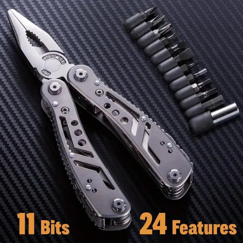 TrailForge 24 In 1 Multitool Pliers - Durable Titanium Bits