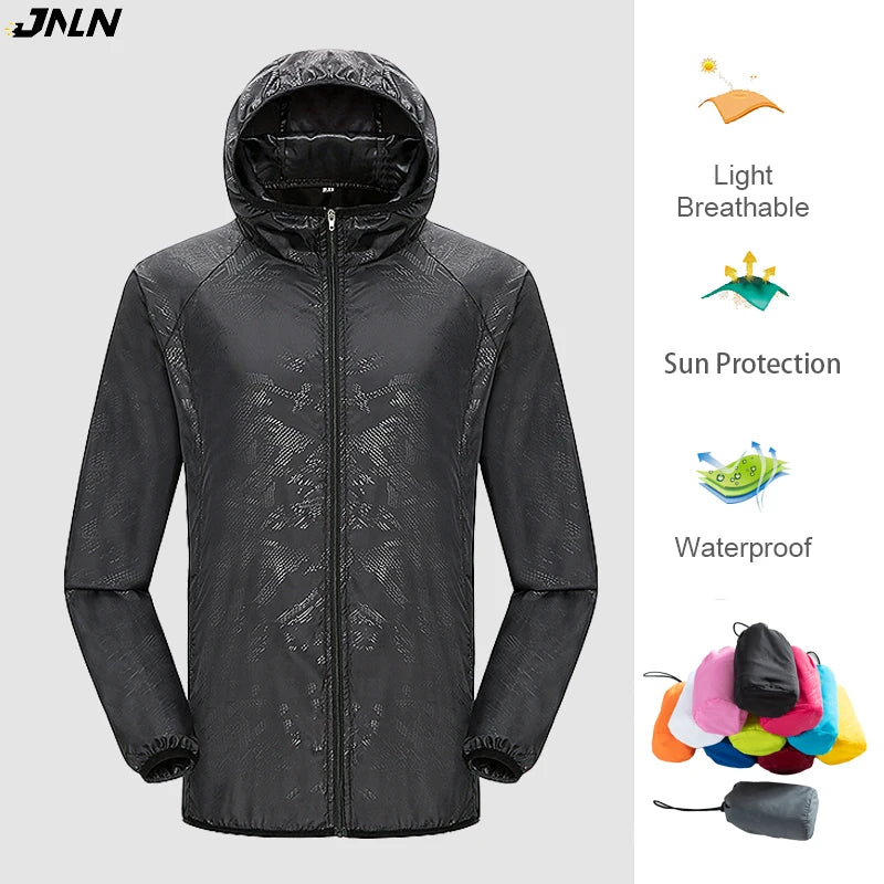 JNLN Waterproof Hiking Jacket - Packable Quick Dry Windproof UV