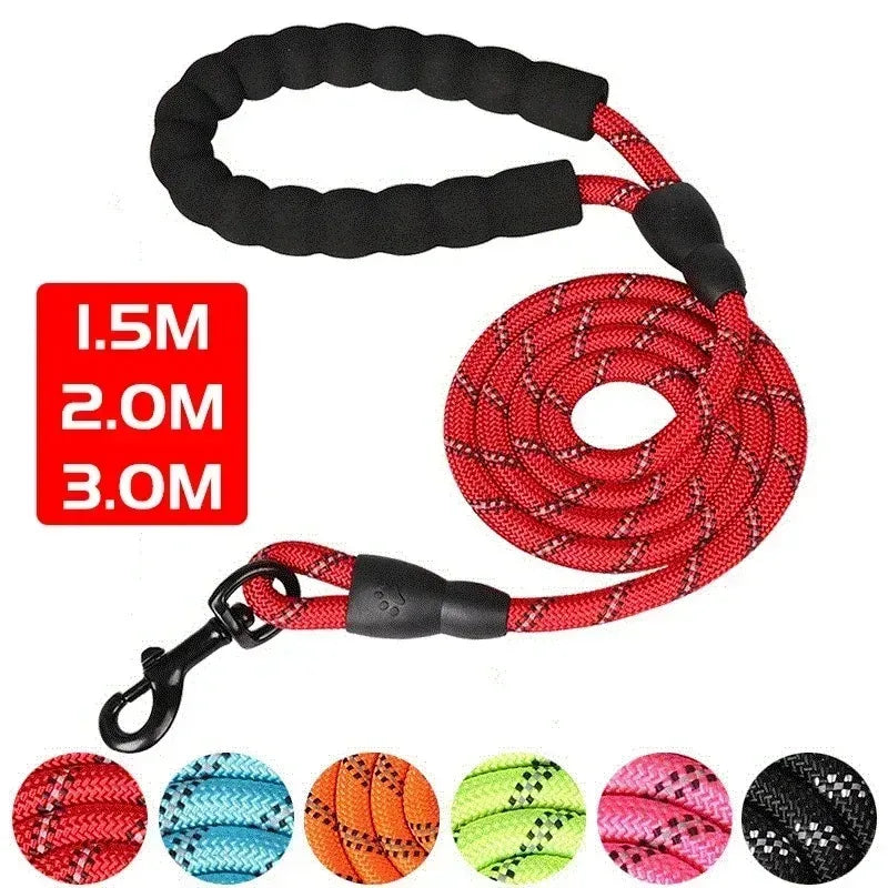 Reflective Dog Leash Comfortable Padded Handle Double Heavy Duty Traction Rope For Strong Dogs 1pc
