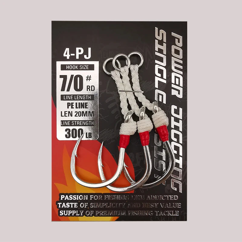 Fishing 4-PJ Power Assist Hooks Heavy Duty Big Game 3 Pack 240-400lb. PE Line