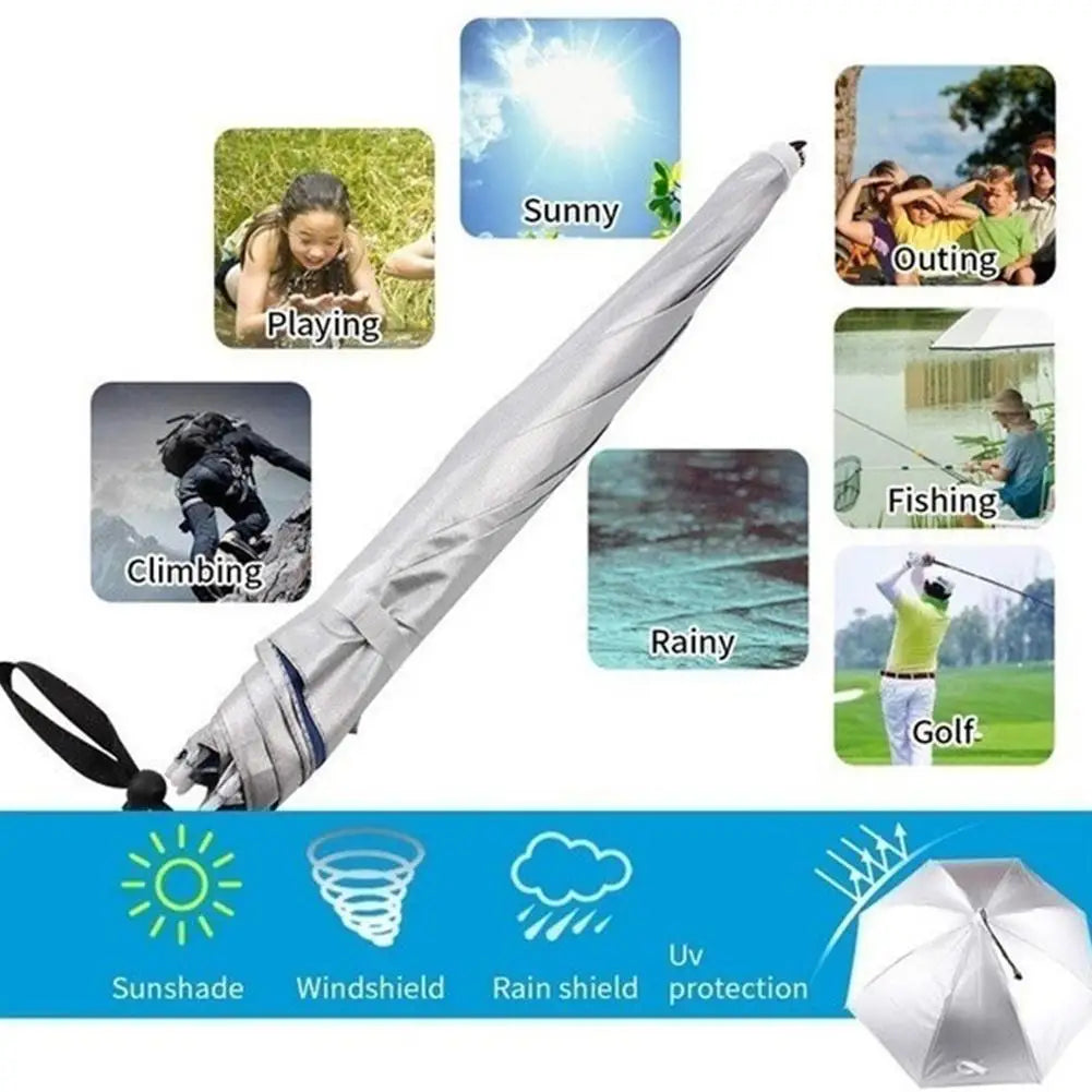 Outdoor Fishing Caps Foldable Head Umbrella Hat Anti Rain Sun Protection Travel Hiking Beach Camping Golfing Outdoor Activities