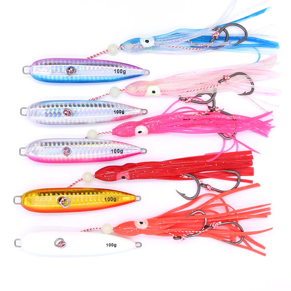 Castfun Inchiku Jig Octopus Skirt With Assist Hook - Glow