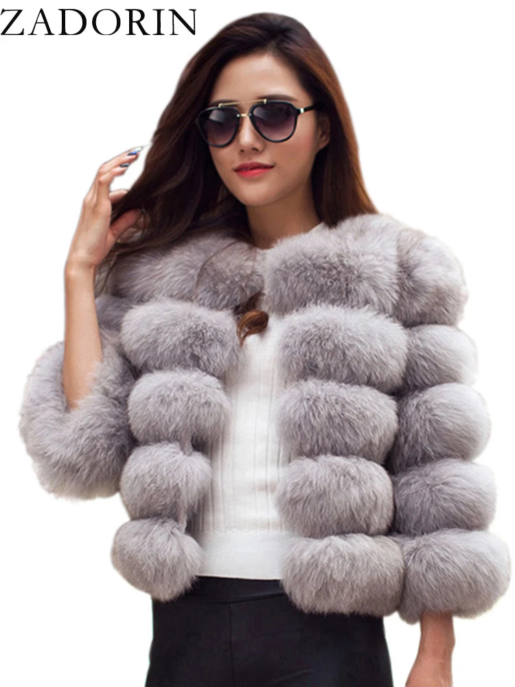 ZADORIN Woman’s Fluffy Winter Mink Coat Faux Fur S-6XL