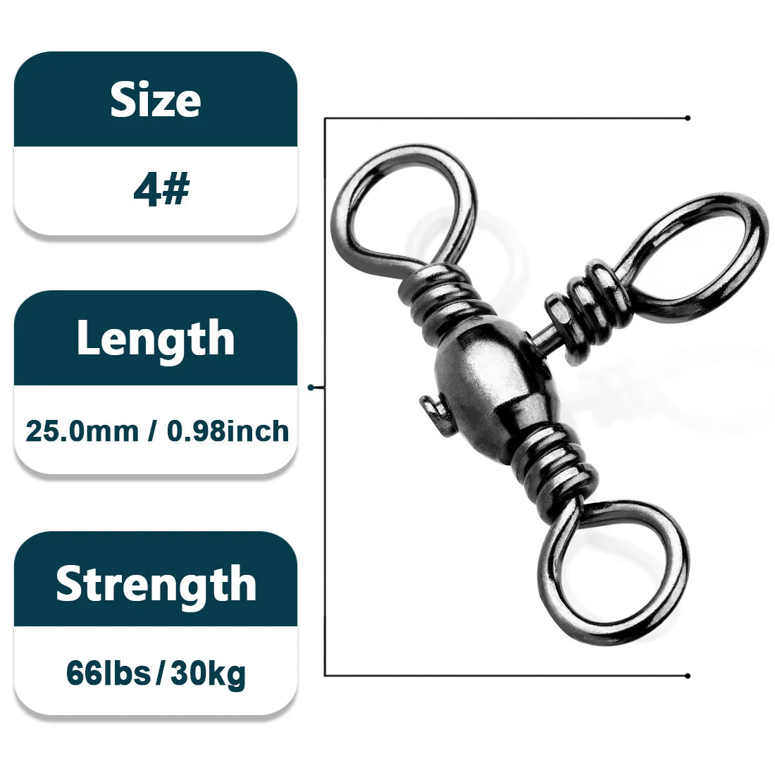 3 Way Swivels 25~100Pcs Swivels Fishing Tackle Catfish Tackle Stainless Brass Catfish Surf Rigs Saltwater Fishing Barrel Swivels
