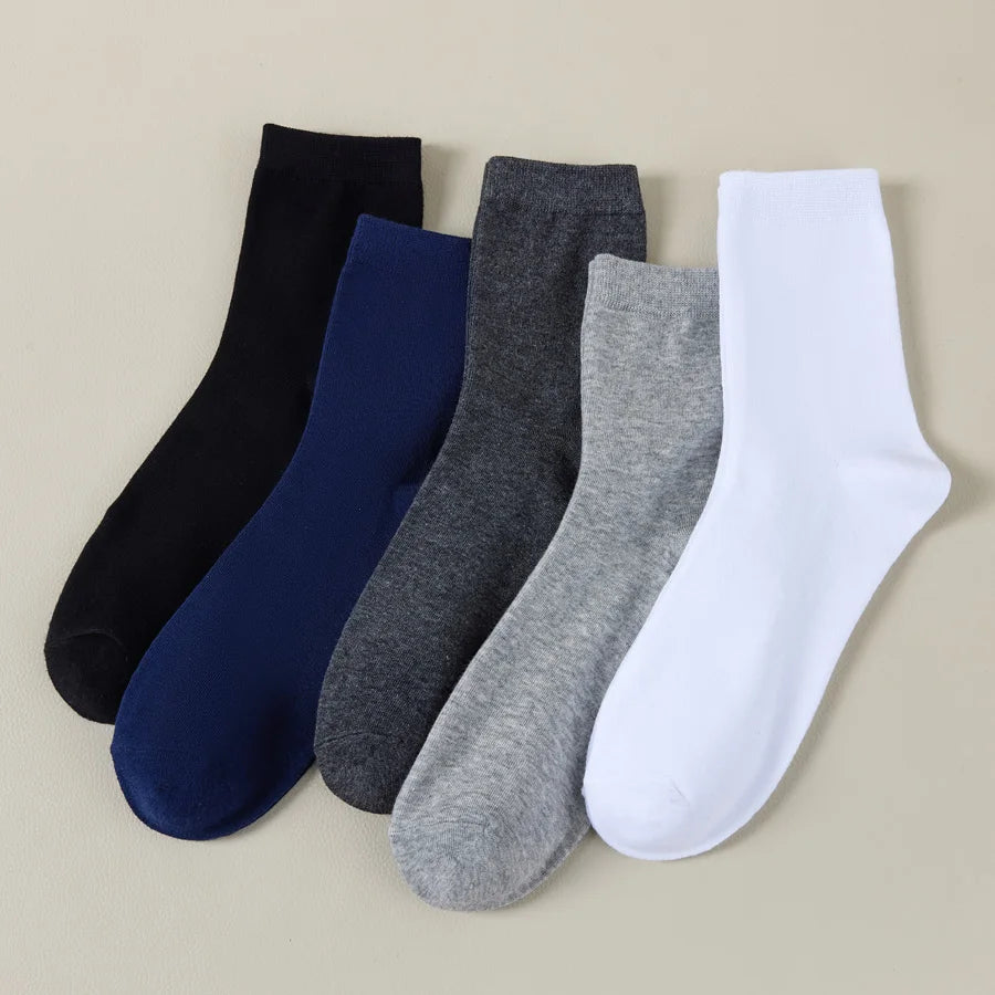 10 Pairs Men's Cotton Socks Black Business Men Socks Soft Breathable Plus Size 38-47
