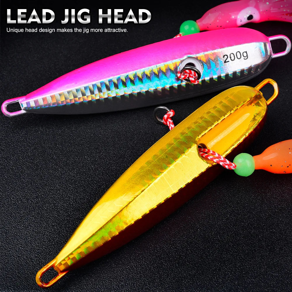 1pcs 40g 60g 80g 100g 120g 150g 180g 200g Inchiku Jig Bottom Ship Lures Metal Jig Octopus Skirt With Assist Hook Squid Bait