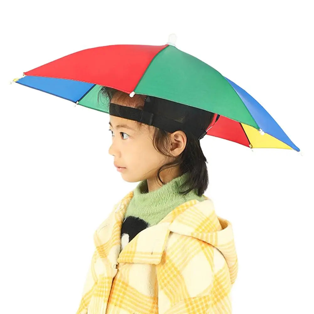Children Rain Umbrella Portable Foldable Outdoor Headwear Shade for Kids