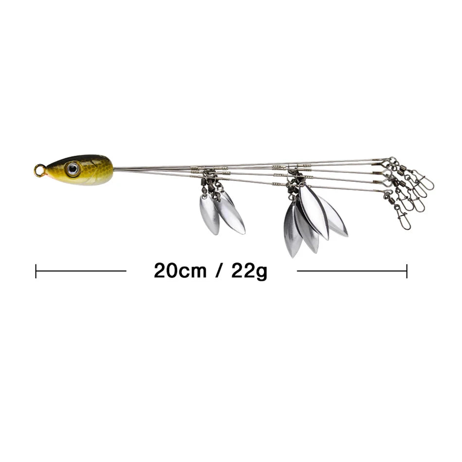 Umbrella Fishing lure Rig 5 Arms Alabama Rig Head Swimming Bait Bass Fishing Group Lure Snap Swivel Spinner, 18g