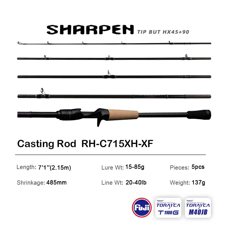 Spinning/Conventional Travel Rods, Long XF/MF Action Rods FUJI Components Fishing Poles for any destination.