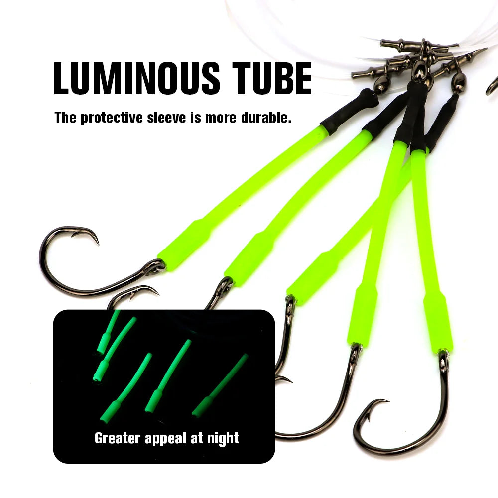 Big Game Fishing Hook Rig with 5 Hooks 1 Piece