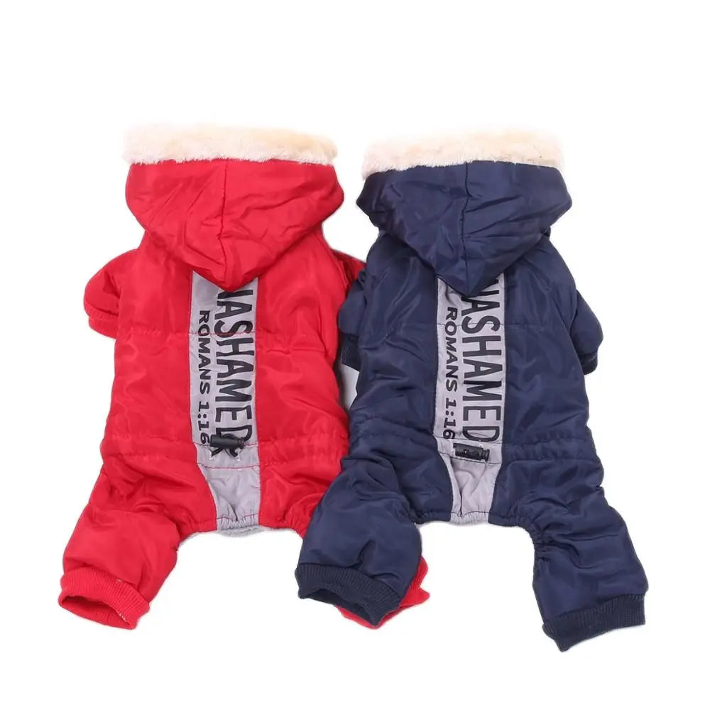 Dogs Cats Warm Jumpsuit Hoodie Windbreaker Outfit Winter Pet Clothing