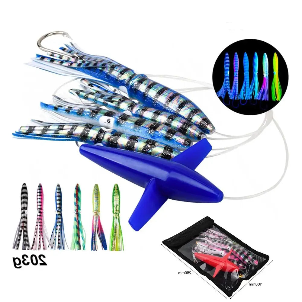 Big Game Fishing Teaser Rigged Feather Bird Trolling Lure Squid Tuna Daisy Chain Saltwater Bait Mahi Wahoo
