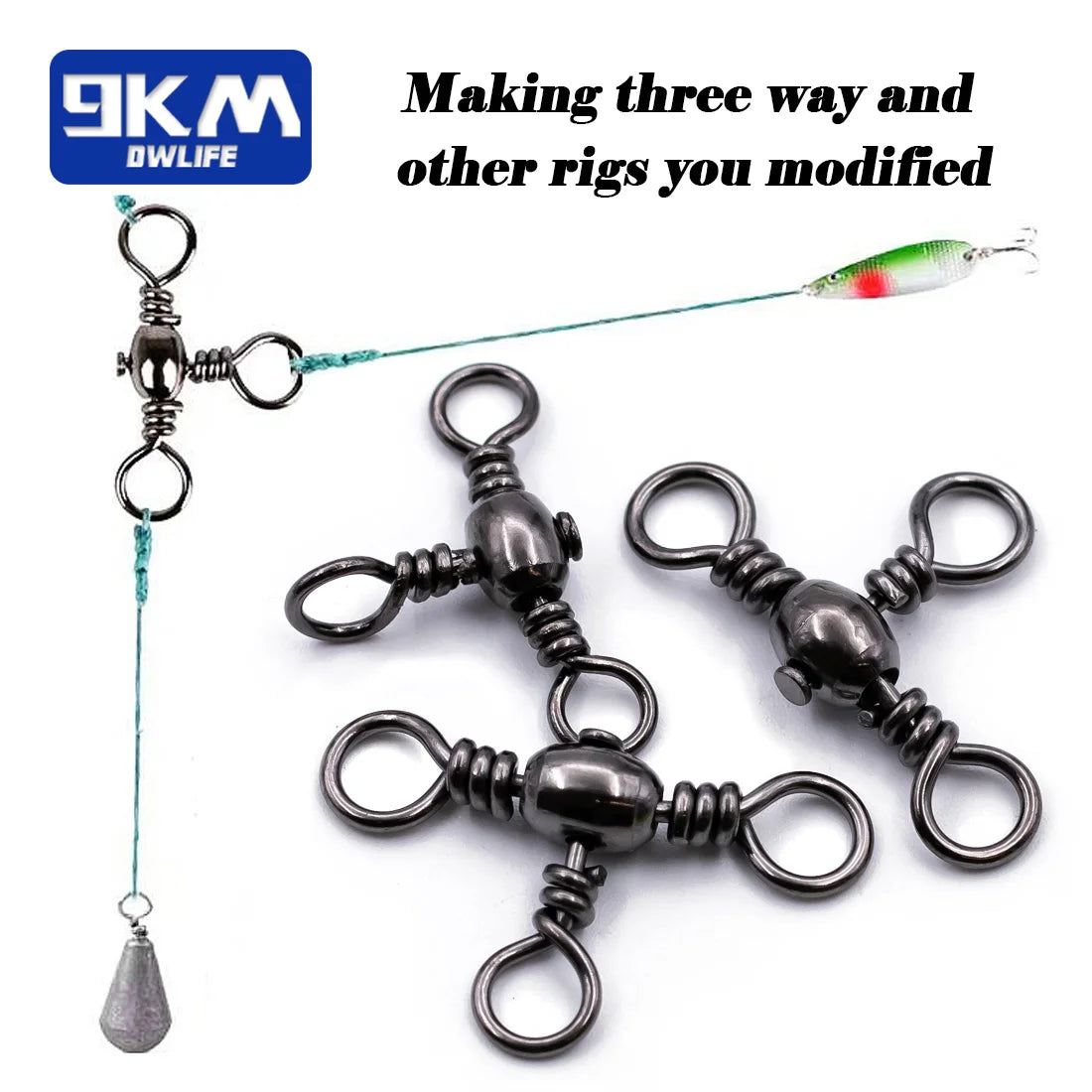 3 Way Swivels 25~100Pcs Swivels Fishing Tackle Catfish Tackle Stainless Brass Catfish Surf Rigs Saltwater Fishing Barrel Swivels