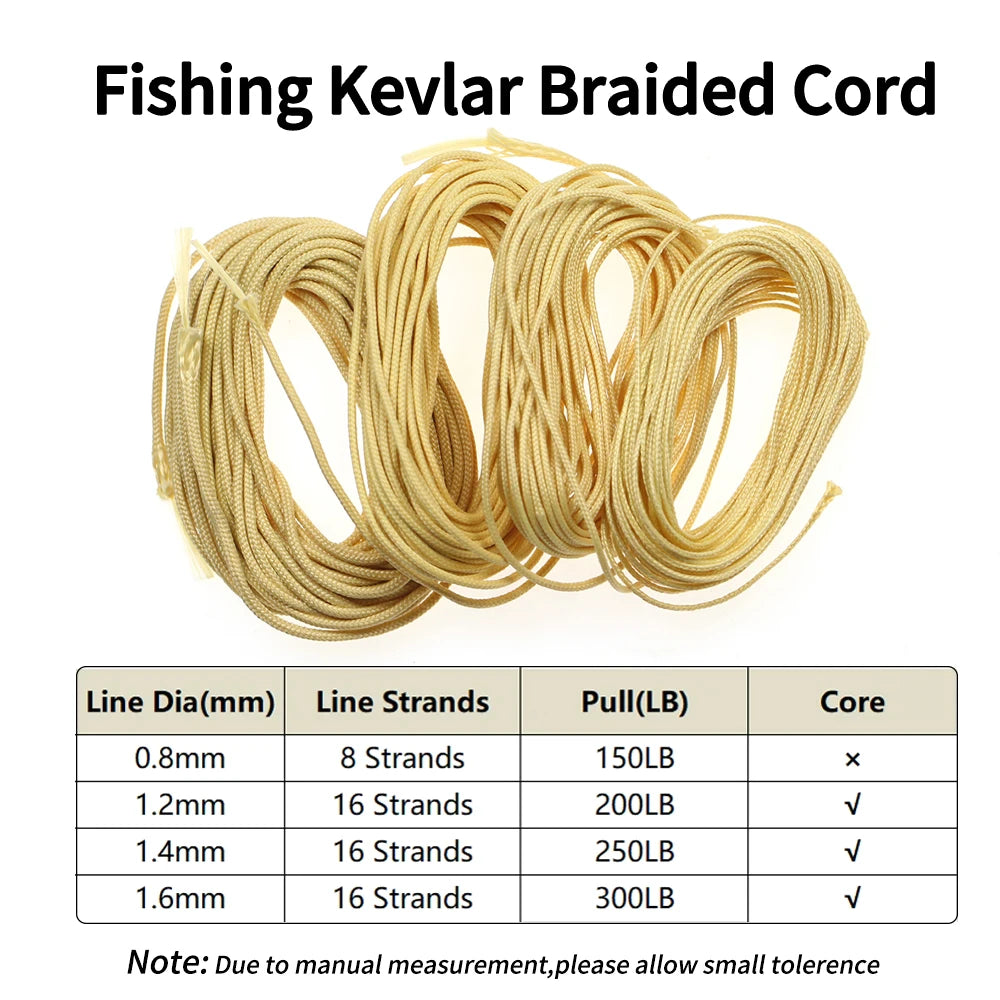 Ellllv 150LB -300LB Braided Kelvar Fishing Line High Strength Assist Cord Sea Fishing Heavy Duty Jigging Hook Tying String