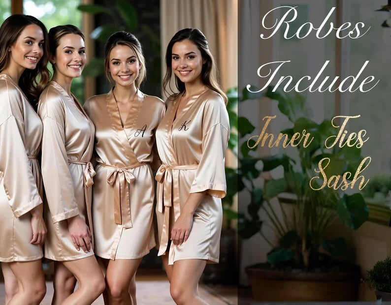 Bridal Satin Custom Bridesmaid Kimono - Personalized Robes