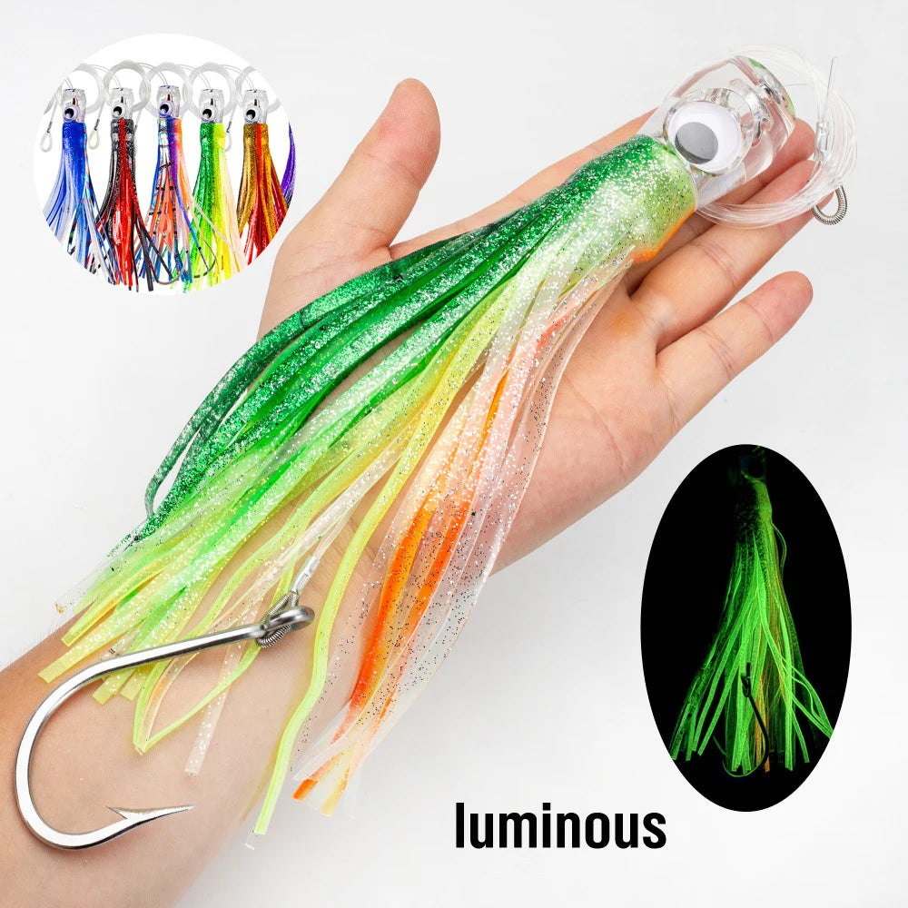 Resin Head Octopus Soft Skirt Trolling Lure Big Game Deep Sea Fishing for Marlin Tuna 1PC 17cm/25cm