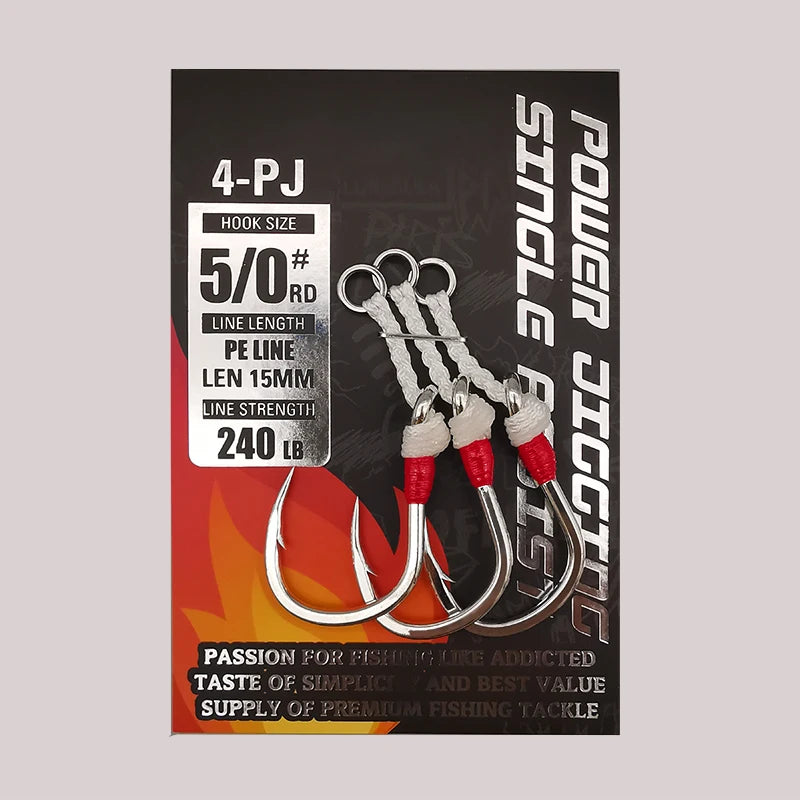 Fishing 4-PJ Power Assist Hooks Heavy Duty Big Game 3 Pack 240-400lb. PE Line