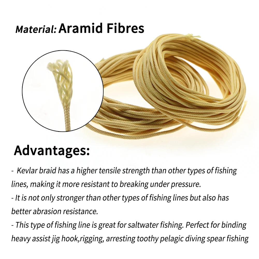 Ellllv 150LB -300LB Braided Kelvar Fishing Line High Strength Assist Cord Sea Fishing Heavy Duty Jigging Hook Tying String