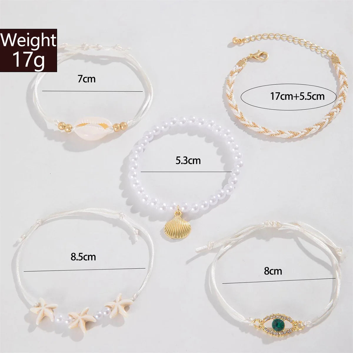 Tocona 5pcs/set Bohemian Imitation Pearl Bracelets for Women Ethnic Style Shell Beaded Bangles Summer Beach Jewelry