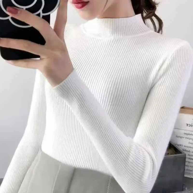 LunaThread Autumn Mock Neck Knit Sweater - Cozy Fit