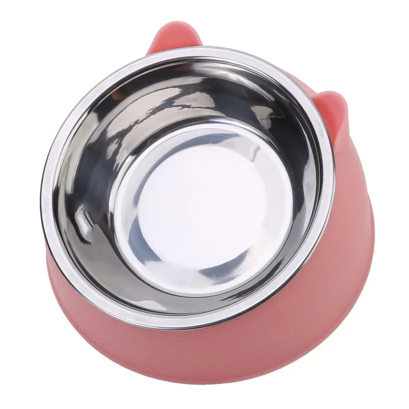 Dogs Cats Feeders Bowl Inclined Stainless Steel Drinking Feeder Pet 1pc
