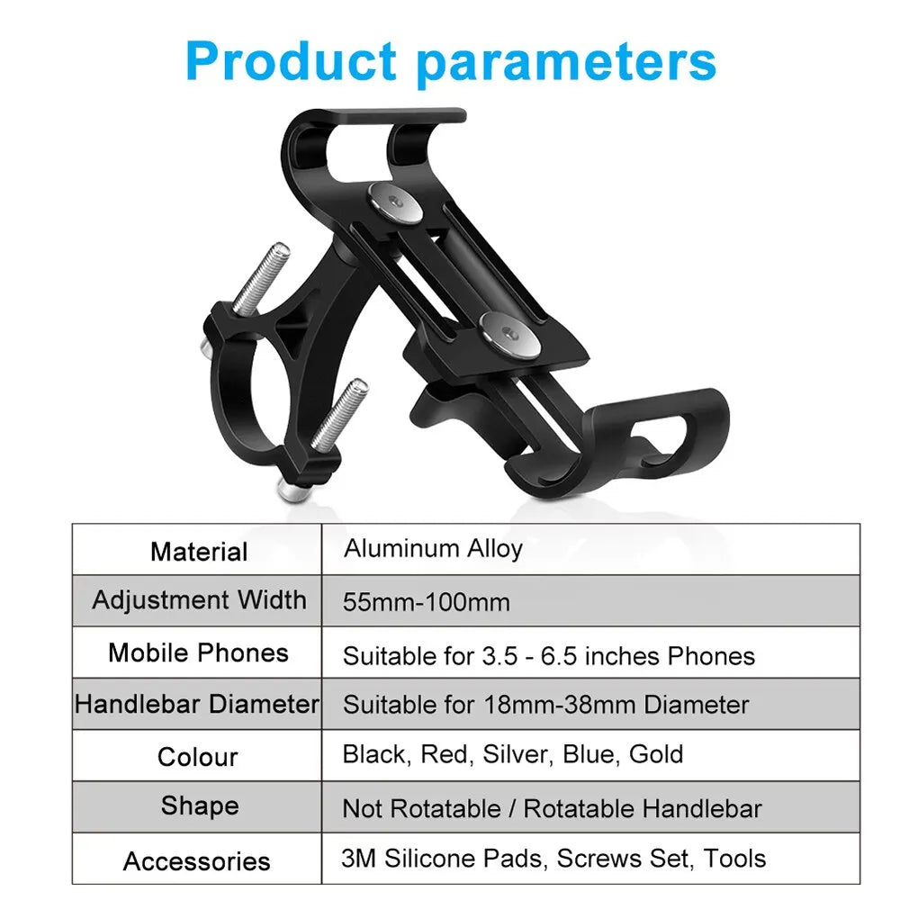 ArcRide Aluminum Bike Phone Holder - Anti Slip Secure Clip
