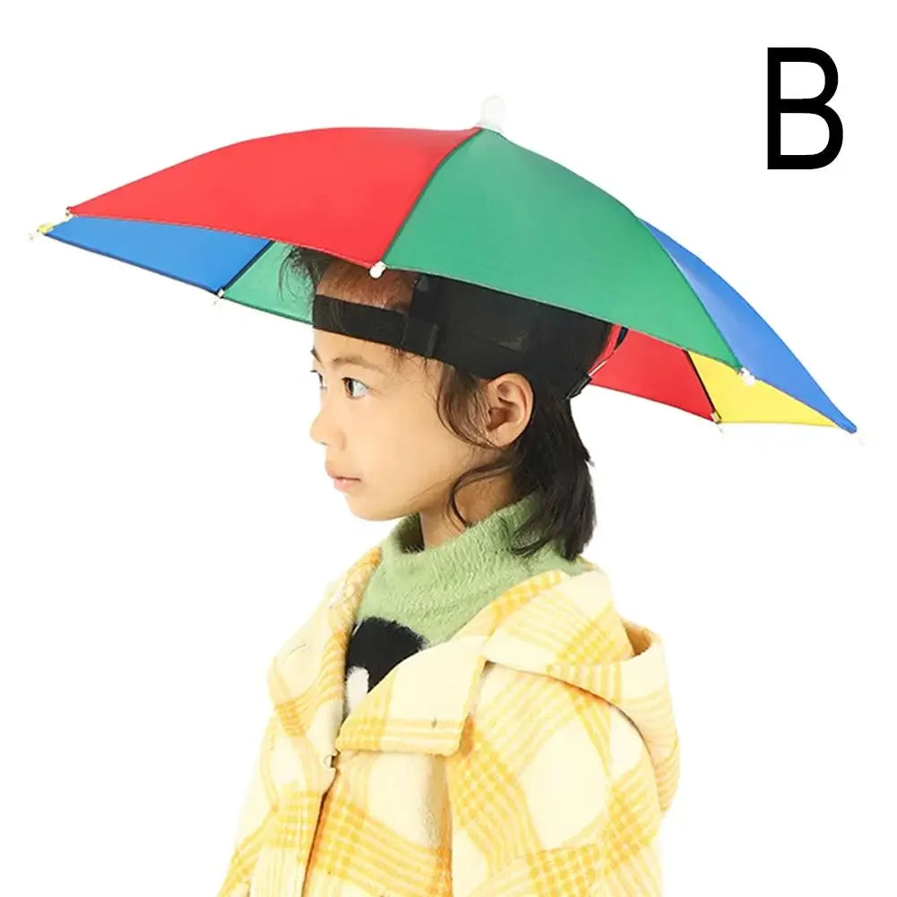 Children Rain Umbrella Portable Foldable Outdoor Headwear Shade for Kids