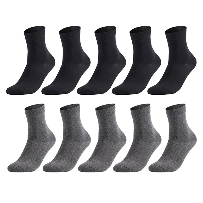 10 Pairs Men's Cotton Socks Black Business Men Socks Soft Breathable Plus Size 38-47