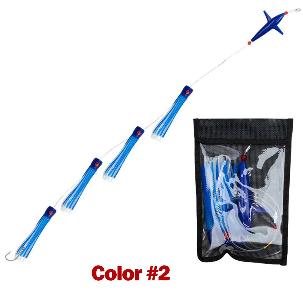 Big Game Fishing Teaser Rigged Feather Bird Trolling Lure Squid Tuna Daisy Chain Saltwater Bait Mahi Wahoo