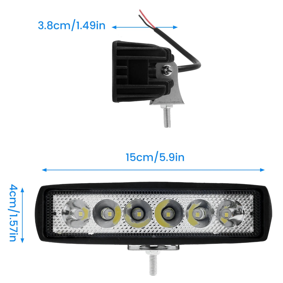 TrailNova Led Strip Work Light - 18W 6000K IP67 Waterproof