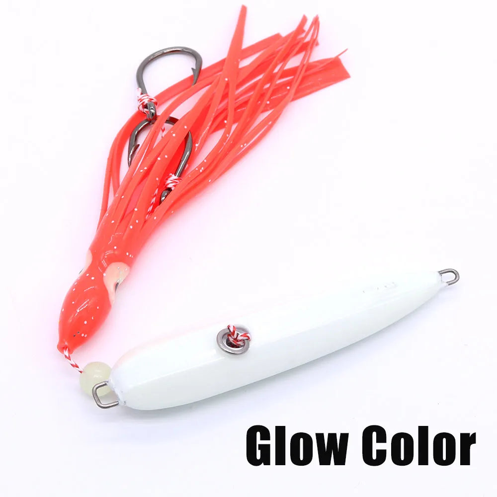 Castfun Inchiku Jig Octopus Skirt With Assist Hook - Glow