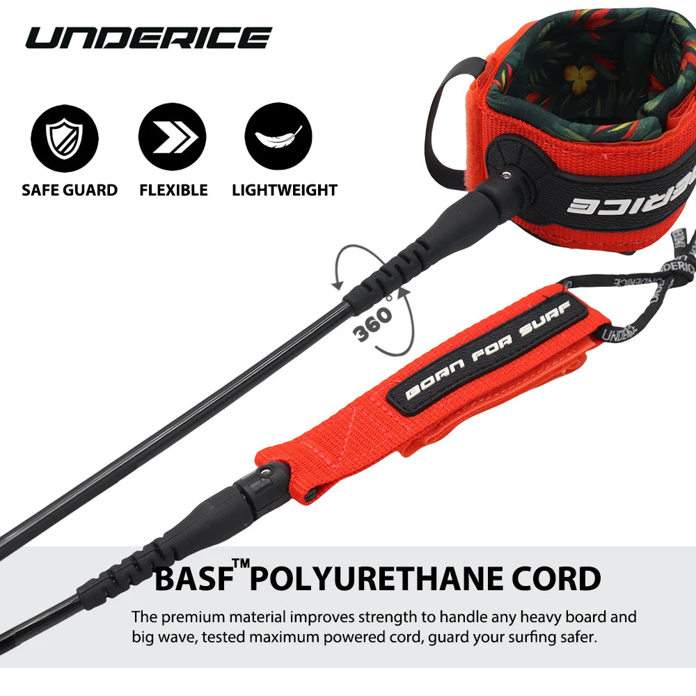 SUP Board 6-10FT Surf Leash Surf Leg Rope Surfboard Leash TPU Stainless Swivels Inflatable Paddle Board Longboard Foot Rope