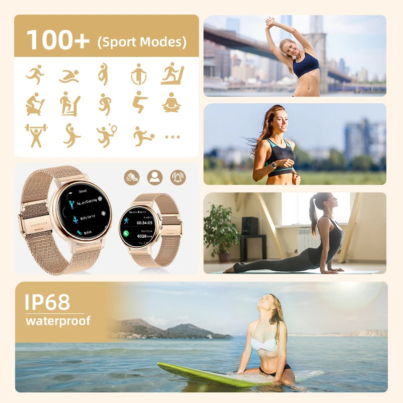 LIGE Women’s Health Monitor, Waterproof Sports Bluetooth Call Smartwatch