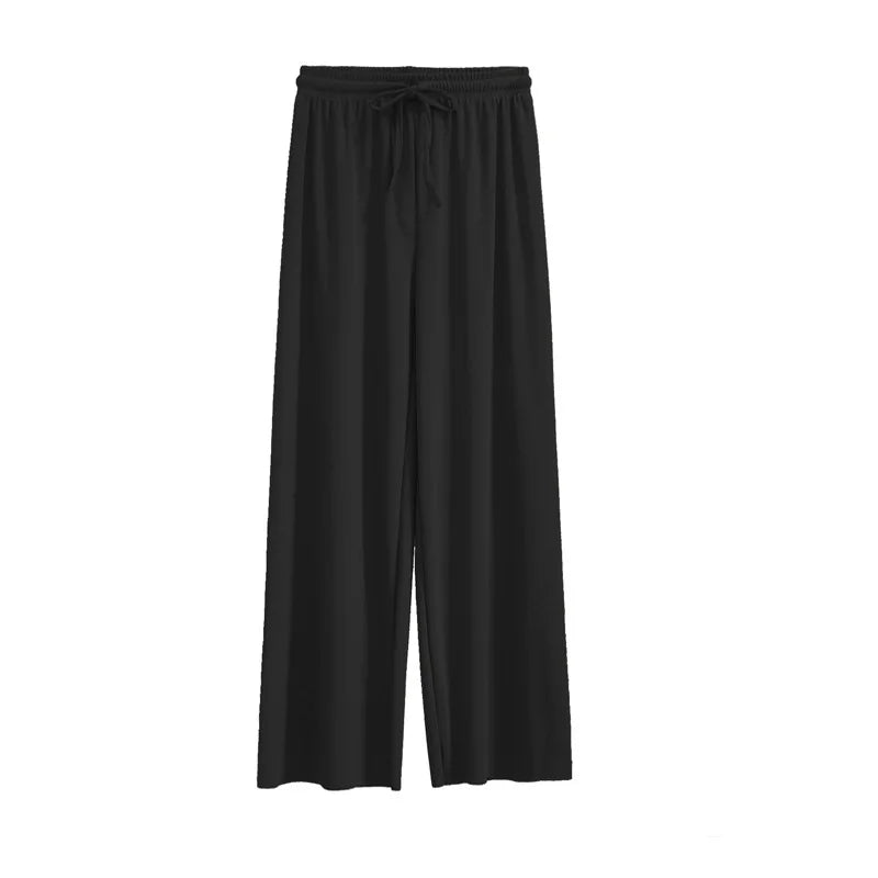 IceSilk Women Ankle Length Wide Leg Pants - Elastic Waist