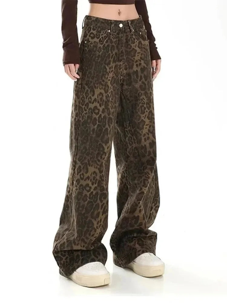 American Vintage Leopard Print Jeans For Women - Cozy Warm