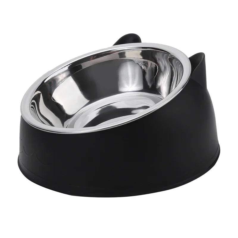 Dogs Cats Feeders Bowl Inclined Stainless Steel Drinking Feeder Pet 1pc