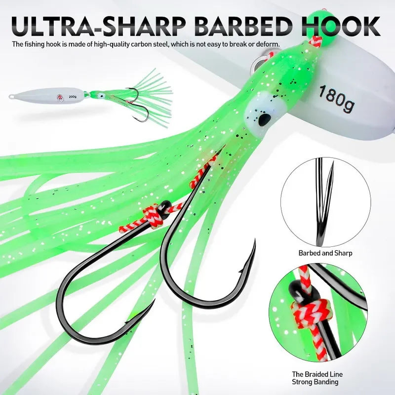 Inchiku Jig Lures 40g-200g Slow Metal Jig - Luminous Hook